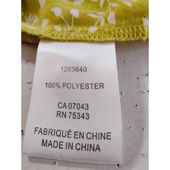 Cynthia Rowley Chartreuse Pull on Floral Tunic Size 1X Rounded Hem Pleated Front - Picture 10 of 10